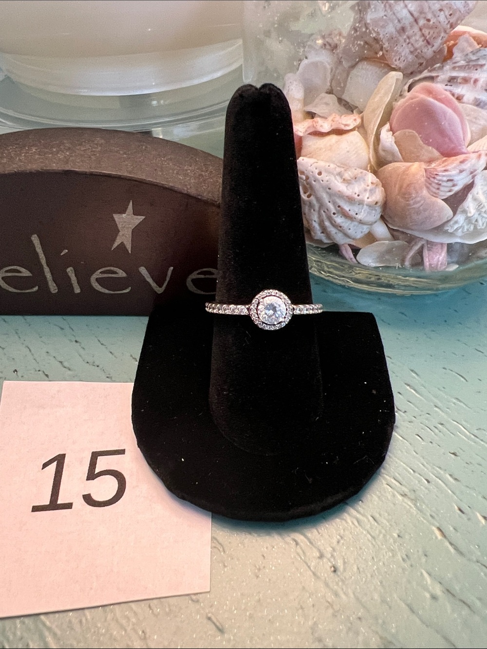 Pandora Classic Elegance CZ Halo Ring Size 9